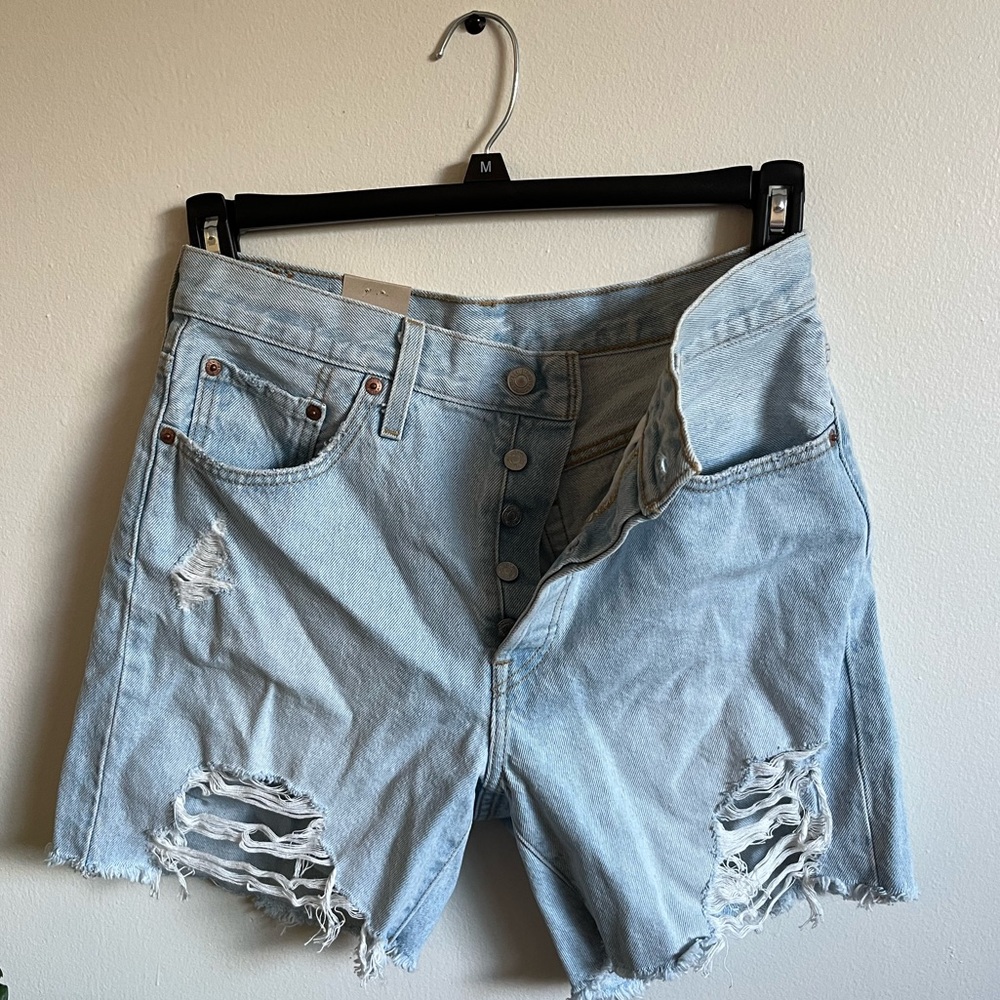 Levi Denim 501 High Rise Mid Thigh Shorts